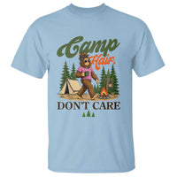 Vintage Funny Girly Bigfoot Camper T Shirt Camp Hair Don't Care Sasquatch Camping Outdoor Adventure