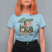Vintage Funny Girly Bigfoot Camper T Shirt For Women Camp Hair Don't Care Sasquatch Camping Outdoor Adventure