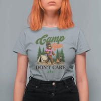 Vintage Funny Girly Bigfoot Camper T Shirt For Women Camp Hair Don't Care Sasquatch Camping Outdoor Adventure