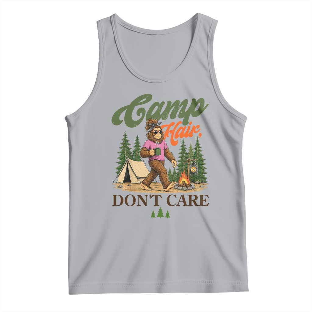 Vintage Funny Girly Bigfoot Camper Tank Top Camp Hair Don't Care Sasquatch Camping Outdoor Adventure