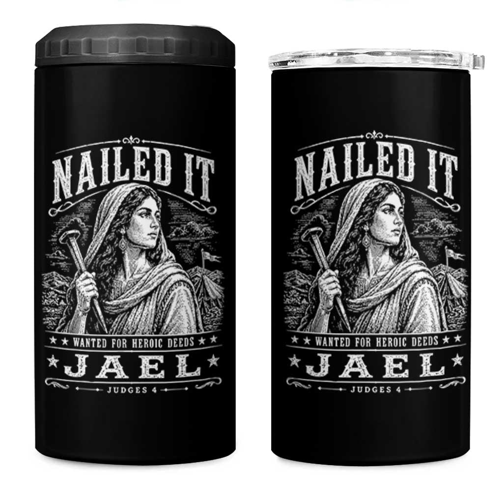 Nailed It Jael Judges 4 Old Testament 4 in 1 Can Cooler Tumbler Funny Biblical Woodcut Christian Faith