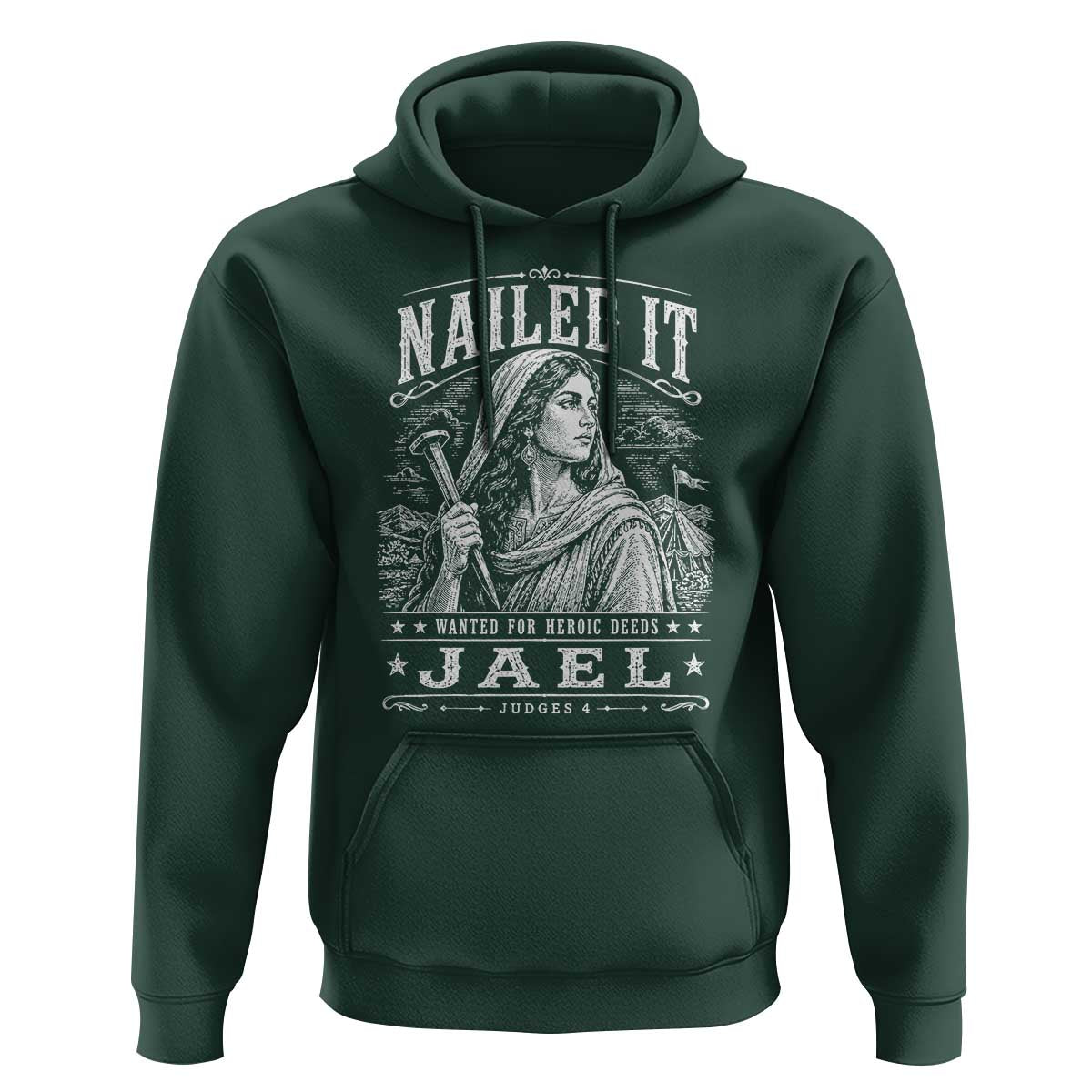 Nailed It Jael Judges 4 Old Testament Hoodie Funny Biblical Woodcut Christian Faith