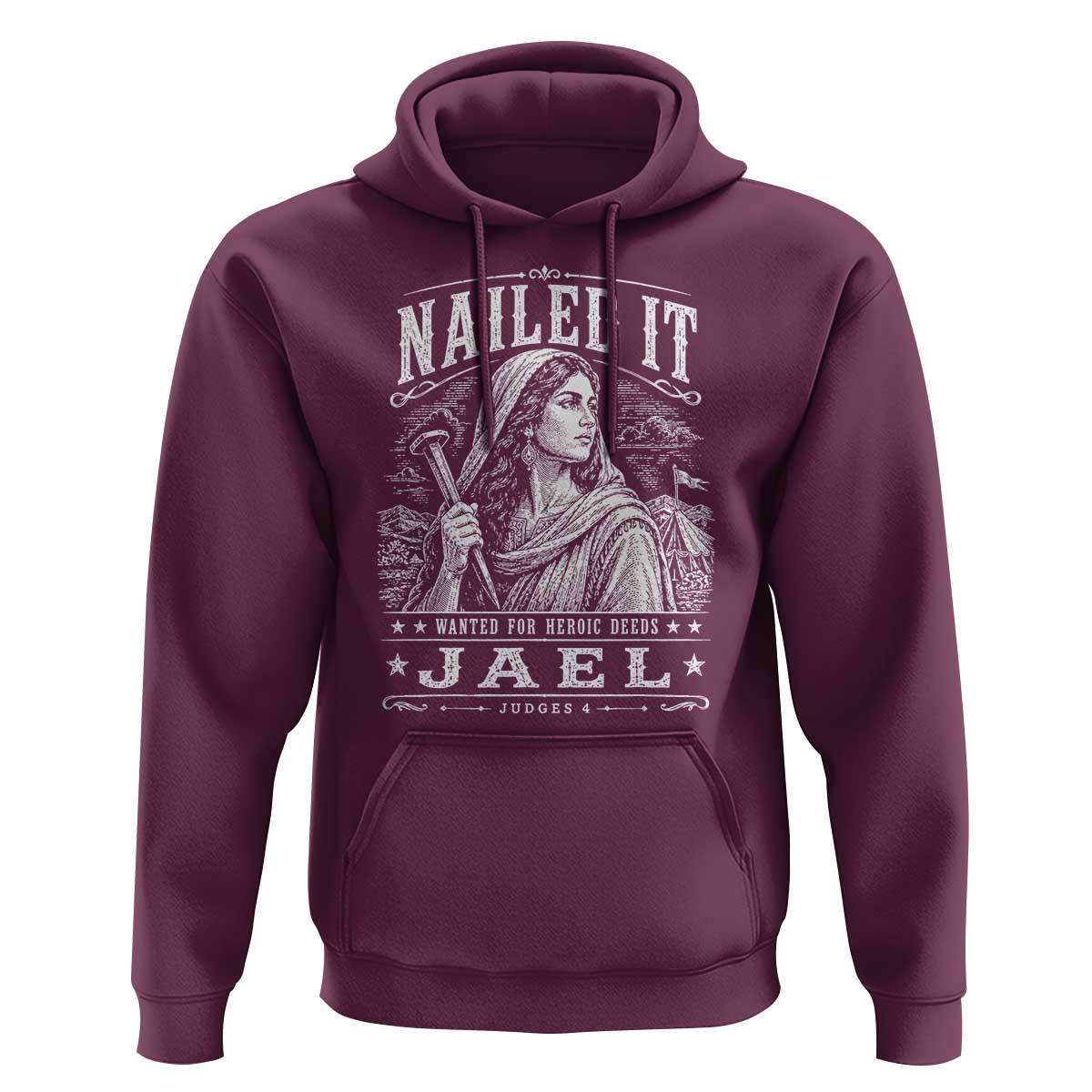 Nailed It Jael Judges 4 Old Testament Hoodie Funny Biblical Woodcut Christian Faith