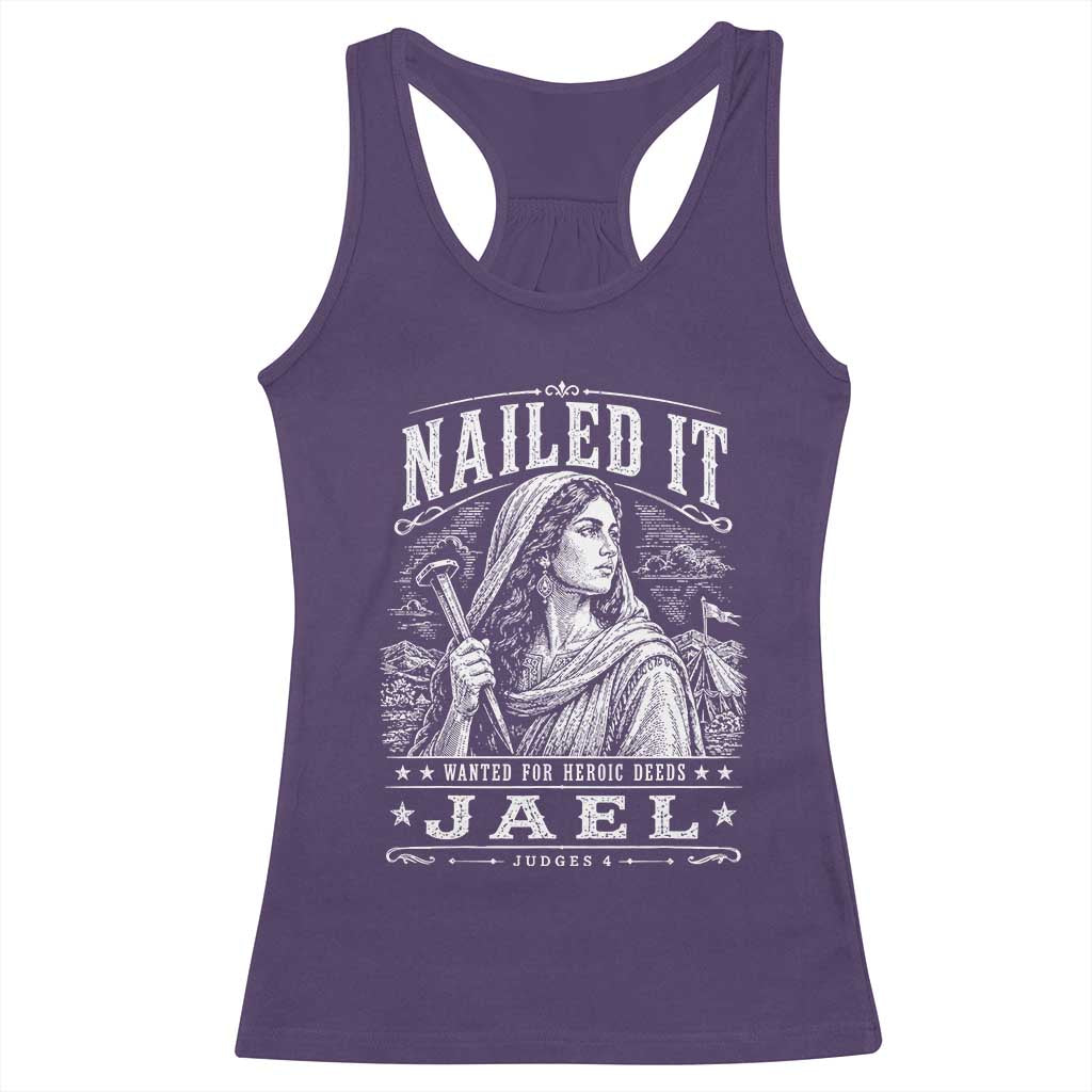 Nailed It Jael Judges 4 Old Testament Racerback Tank Top Funny Biblical Woodcut Christian Faith