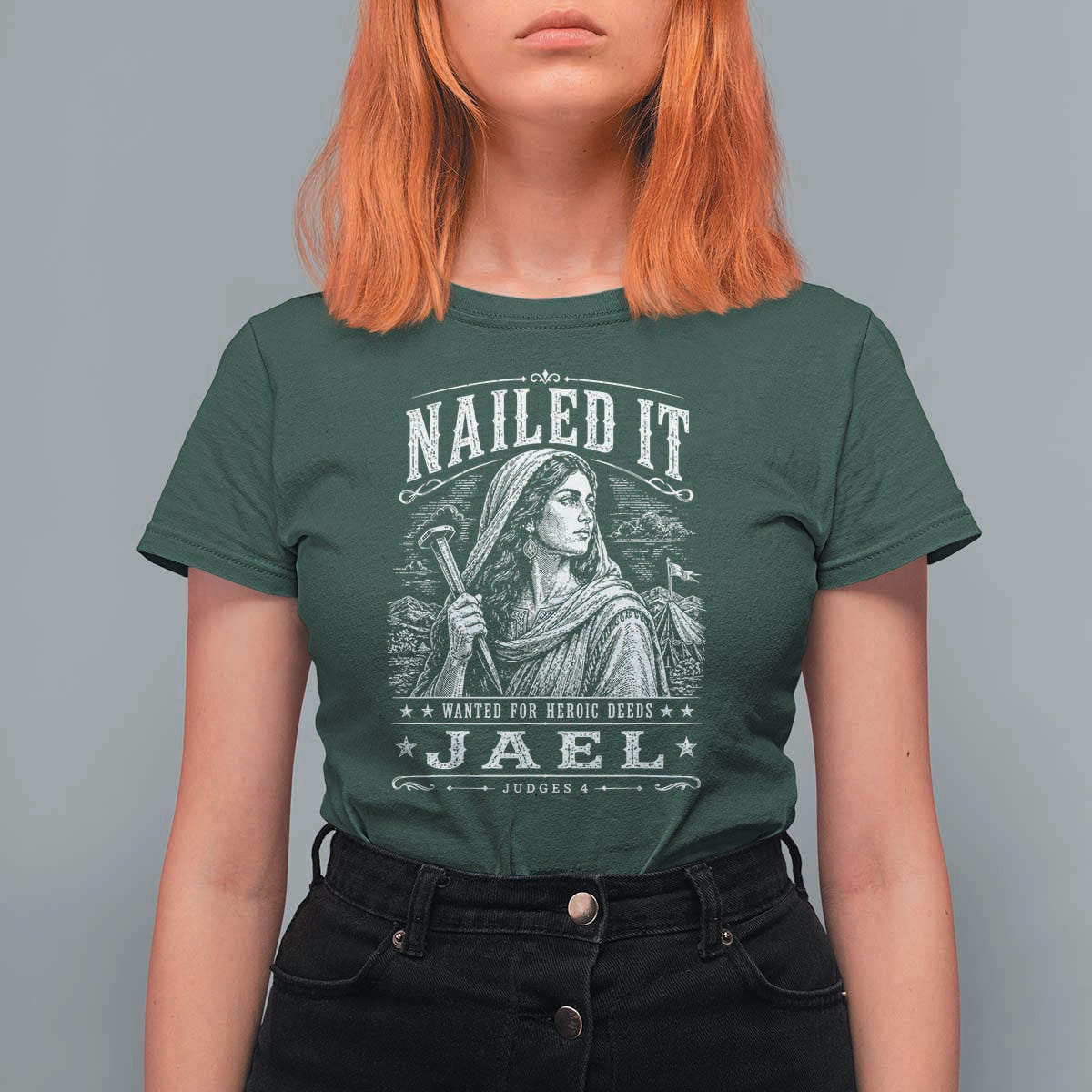 Nailed It Jael Judges 4 Old Testament T Shirt For Women Funny Biblical Woodcut Christian Faith