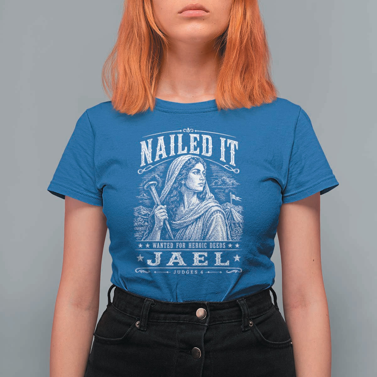 Nailed It Jael Judges 4 Old Testament T Shirt For Women Funny Biblical Woodcut Christian Faith
