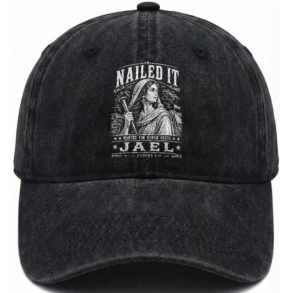 Nailed It Jael Judges 4 Old Testament Washed Cotton Baseball Cap Funny Biblical Woodcut Christian Faith