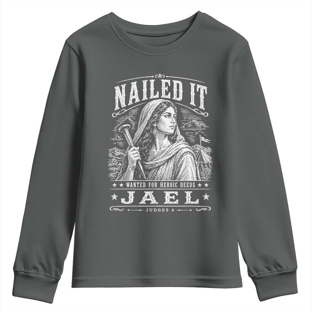 Nailed It Jael Judges 4 Old Testament Youth Sweatshirt Funny Biblical Woodcut Christian Faith