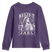 Nailed It Jael Judges 4 Old Testament Youth Sweatshirt Funny Biblical Woodcut Christian Faith