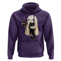 Meh Boojee Sleepy Ghost Holding Black Cat Drinking Coffee Hoodie Spooky Halloween Cute Autumn Morning Mood Graphic