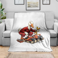Funny Duck Mechanic Race Car Pit Crew Throw Blanket Motorsports Enthusiast Auto Repair