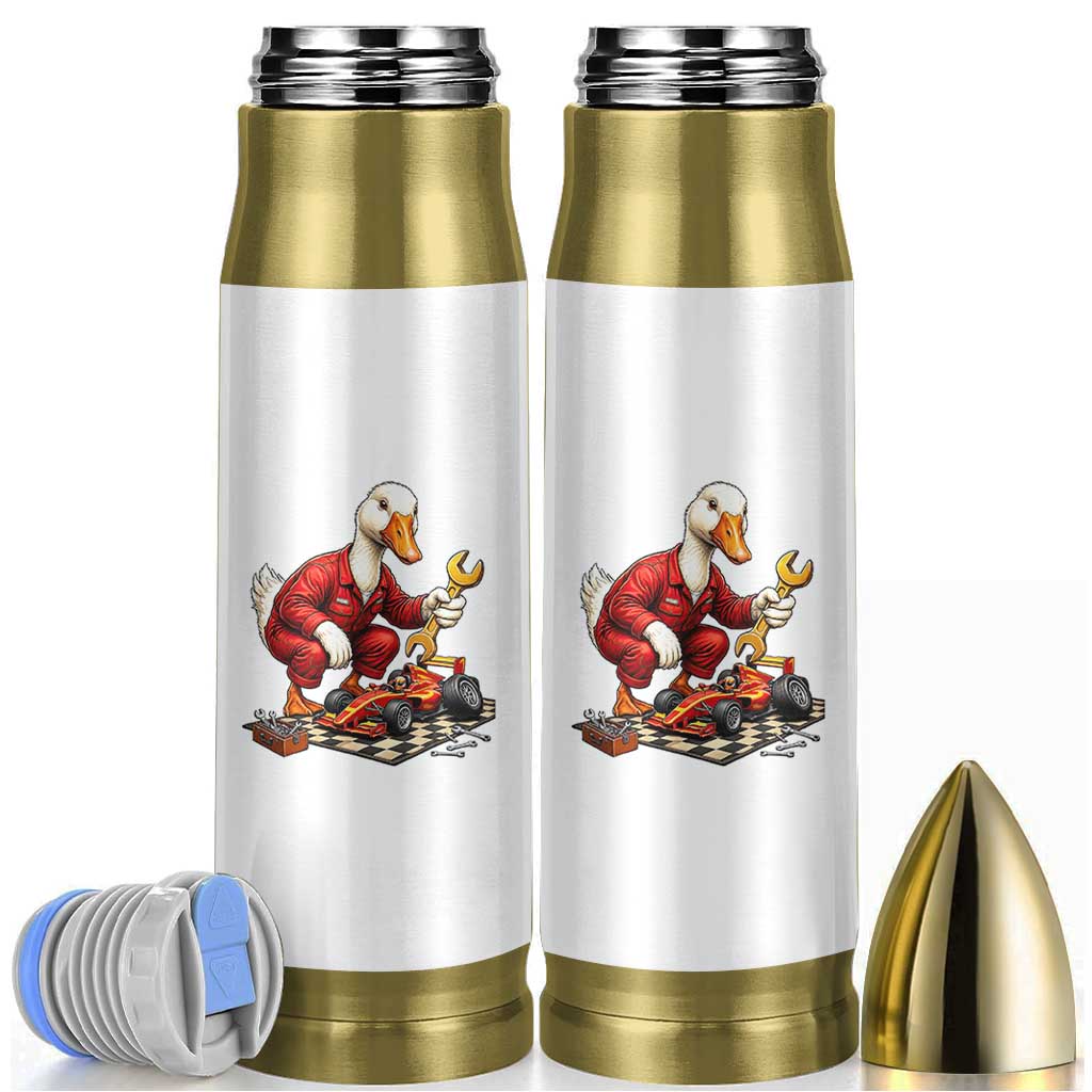 Funny Duck Mechanic Race Car Pit Crew Bullet Tumbler Motorsports Enthusiast Auto Repair
