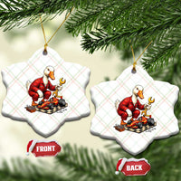 Funny Duck Mechanic Race Car Pit Crew Ceramic Ornament Motorsports Enthusiast Auto Repair