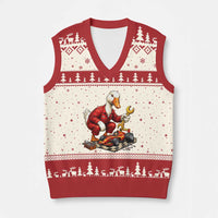 Funny Duck Mechanic Race Car Pit Crew V-Neck Knit Sweater Vest Motorsports Enthusiast Auto Repair