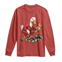 Funny Duck Mechanic Race Car Pit Crew Long Sleeve Shirt Motorsports Enthusiast Auto Repair