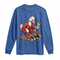 Funny Duck Mechanic Race Car Pit Crew Long Sleeve Shirt Motorsports Enthusiast Auto Repair