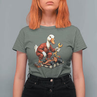 Funny Duck Mechanic Race Car Pit Crew T Shirt For Women Motorsports Enthusiast Auto Repair
