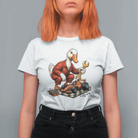 Funny Duck Mechanic Race Car Pit Crew T Shirt For Women Motorsports Enthusiast Auto Repair