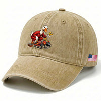 Funny Duck Mechanic Race Car Pit Crew Washed Cotton Baseball Cap Motorsports Enthusiast Auto Repair
