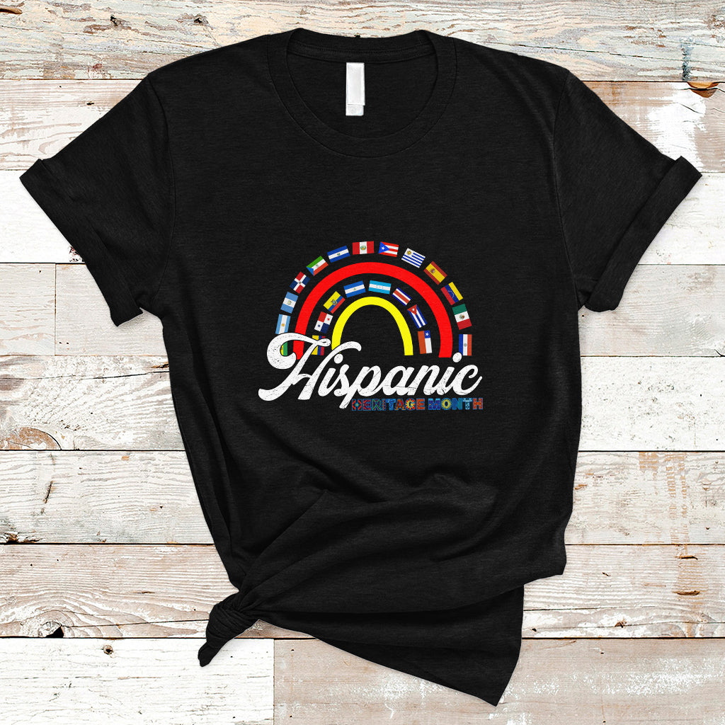 Hispanic Heritage Month T Shirt Hispanic Countries Flags Rainbow Hispanic Heritage Month - Wonder Print Shop