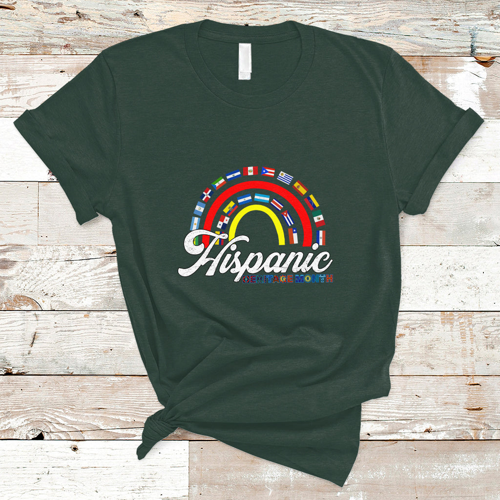 Hispanic Heritage Month T Shirt Hispanic Countries Flags Rainbow Hispanic Heritage Month - Wonder Print Shop