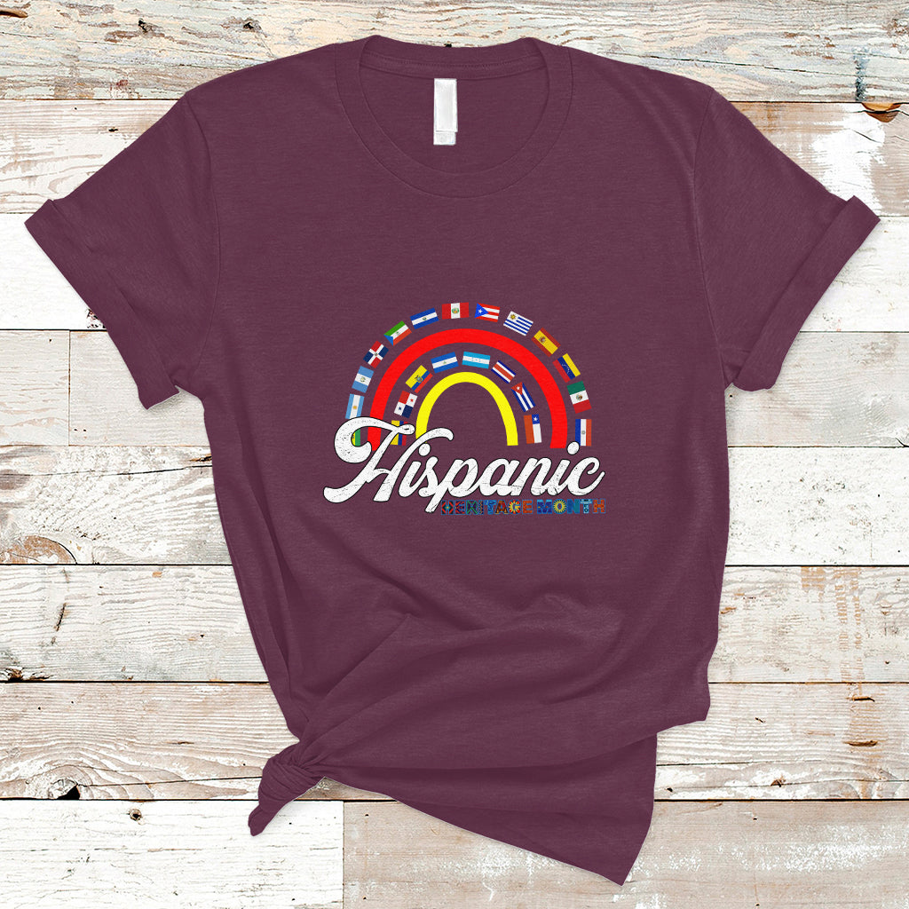 Hispanic Heritage Month T Shirt Hispanic Countries Flags Rainbow Hispanic Heritage Month - Wonder Print Shop