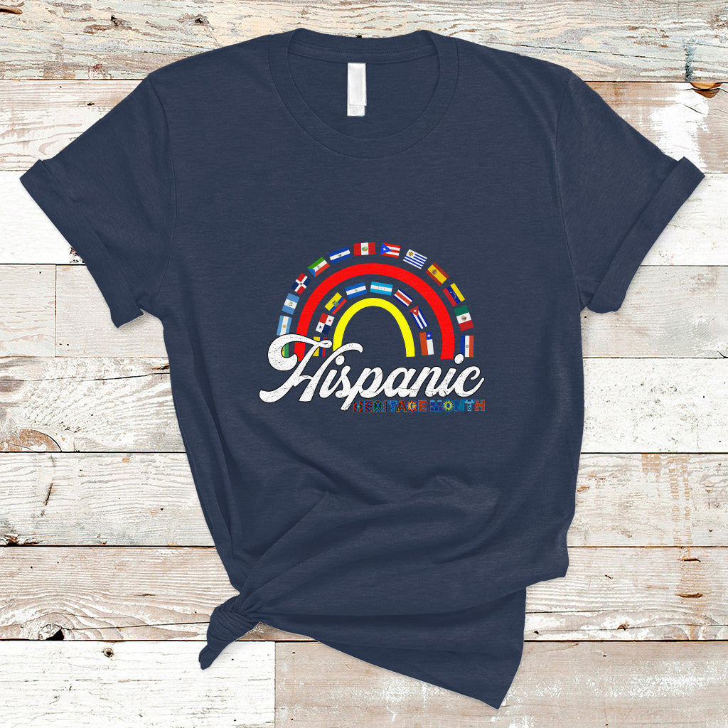 Hispanic Heritage Month T Shirt Hispanic Countries Flags Rainbow Hispanic Heritage Month - Wonder Print Shop