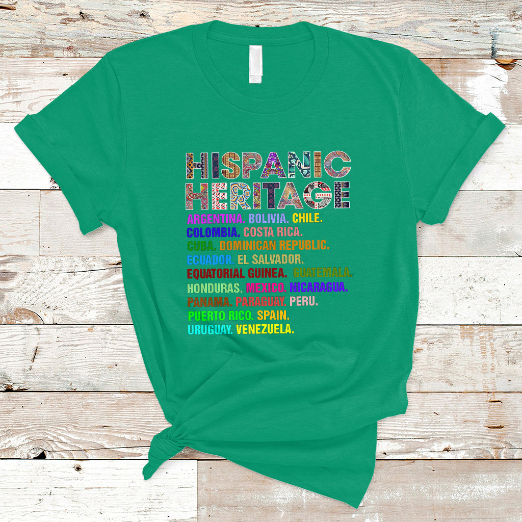 Hispanic Heritage Month T Shirt Hispanic Countries Proud To Be Hispanic Heritage Month - Wonder Print Shop