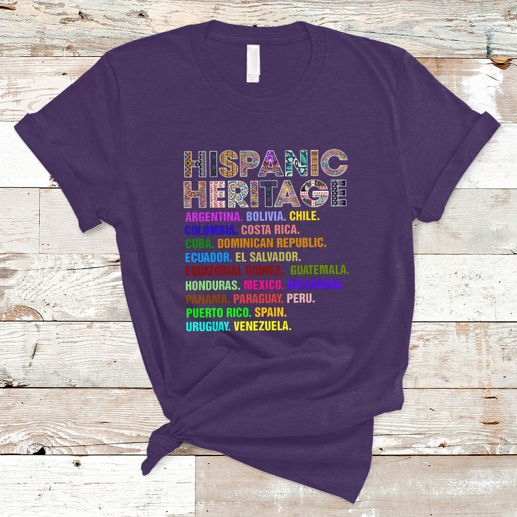 Hispanic Heritage Month T Shirt Hispanic Countries Proud To Be Hispanic Heritage Month - Wonder Print Shop
