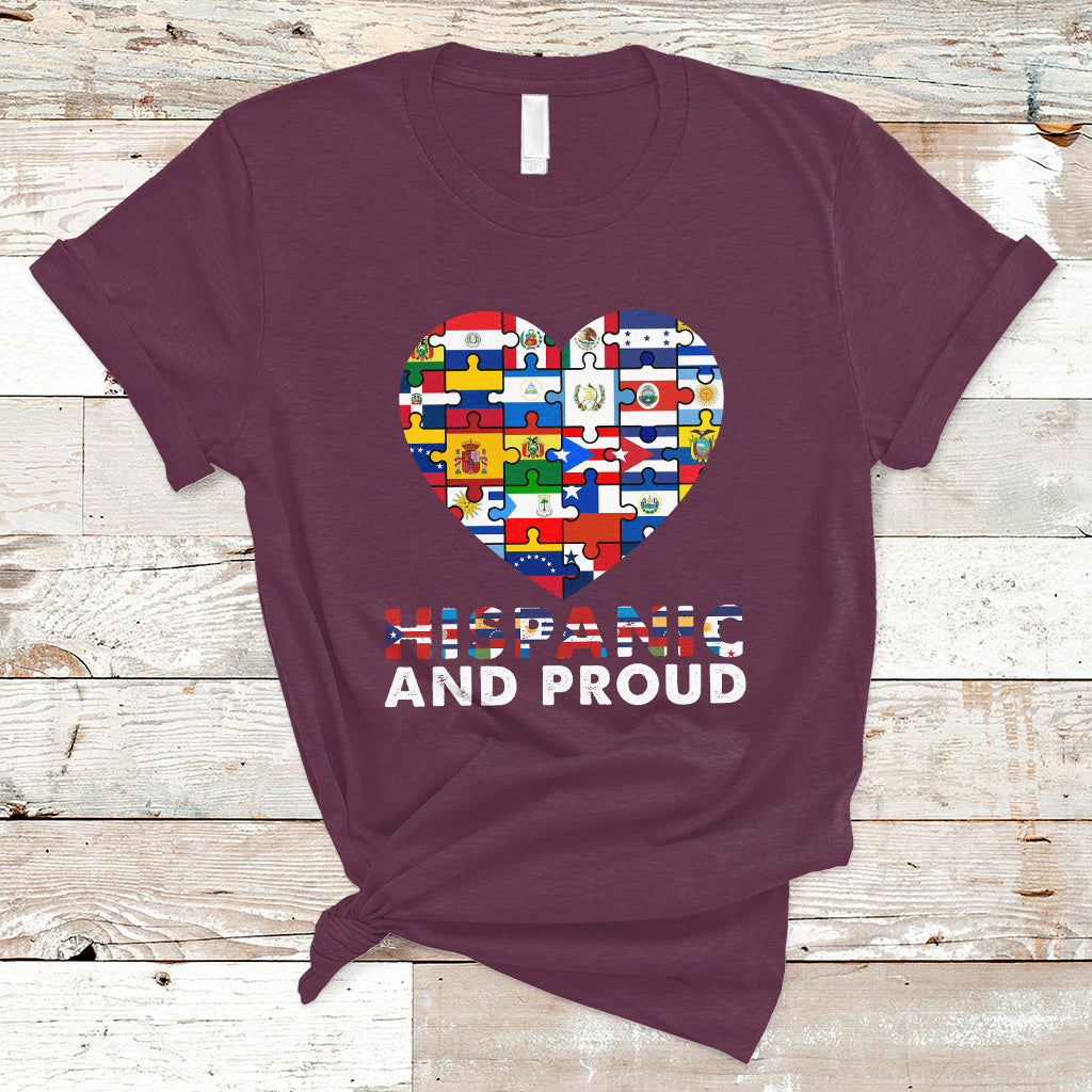 Hispanic Heritage Month T Shirt Hispanic And Proud Heart Pride Hispanic Heritage Month - Wonder Print Shop