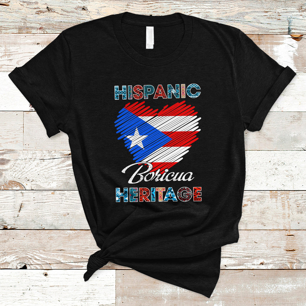 Puerto Rico T Shirt Puerto Rican Hispanic Heritage Boricua Puerto Rico Flag - Wonder Print Shop