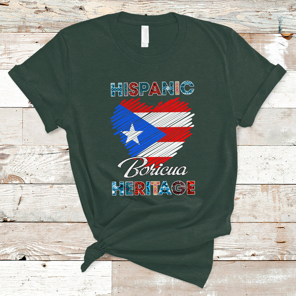 Puerto Rico T Shirt Puerto Rican Hispanic Heritage Boricua Puerto Rico Flag - Wonder Print Shop
