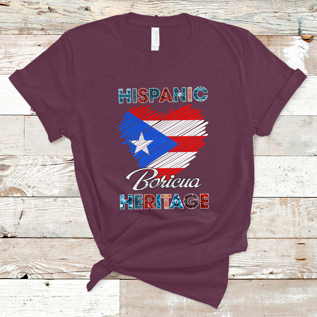 Puerto Rico T Shirt Puerto Rican Hispanic Heritage Boricua Puerto Rico Flag - Wonder Print Shop
