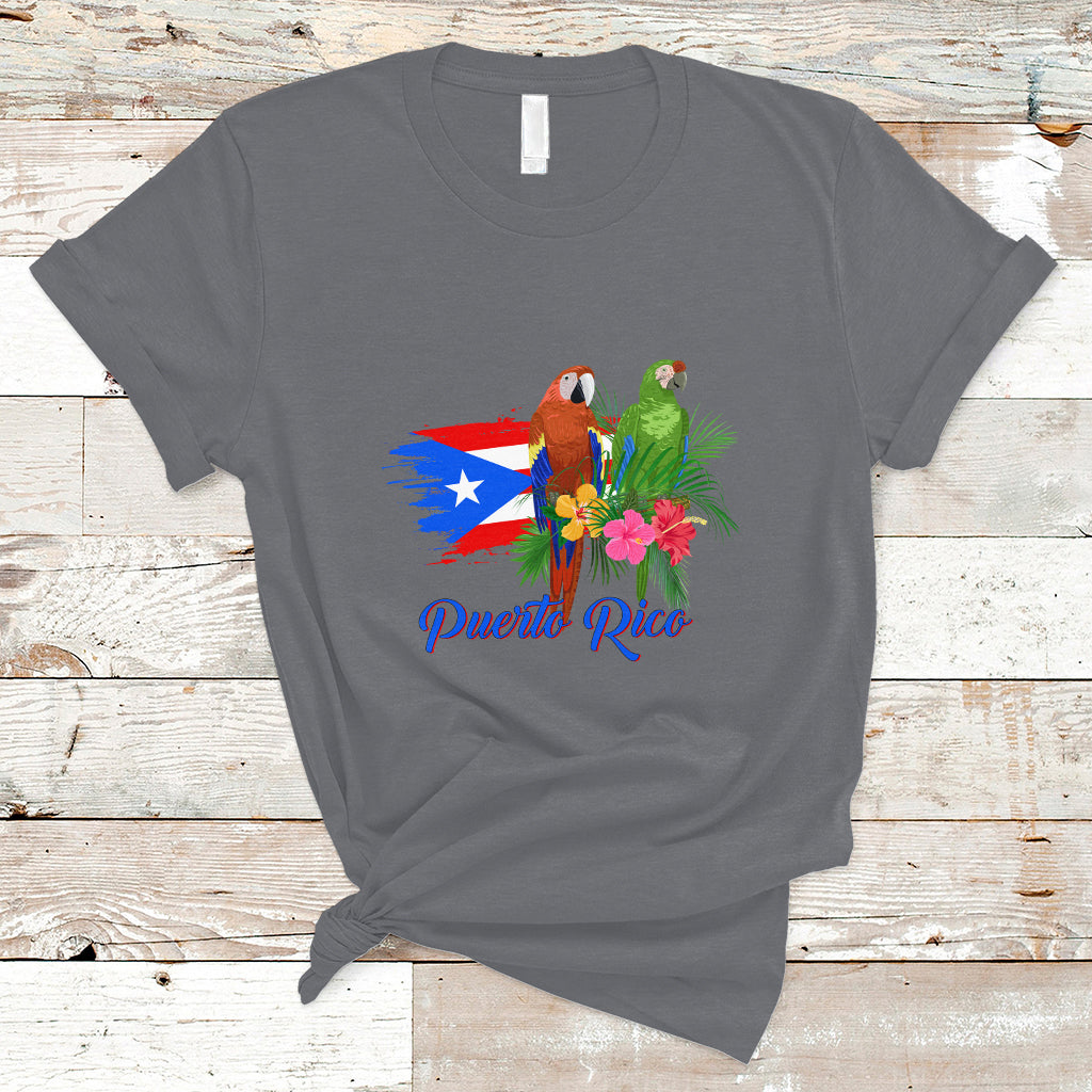 Puerto Rico T Shirt Puerto Rico Flag Native Parrots Hibicus Puerto Rican Boricua - Wonder Print Shop