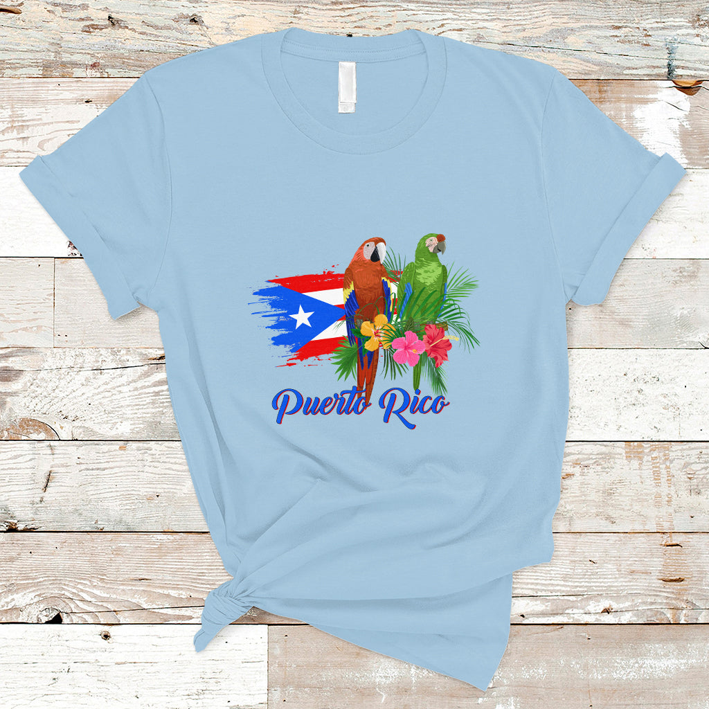 Puerto Rico T Shirt Puerto Rico Flag Native Parrots Hibicus Puerto Rican Boricua - Wonder Print Shop
