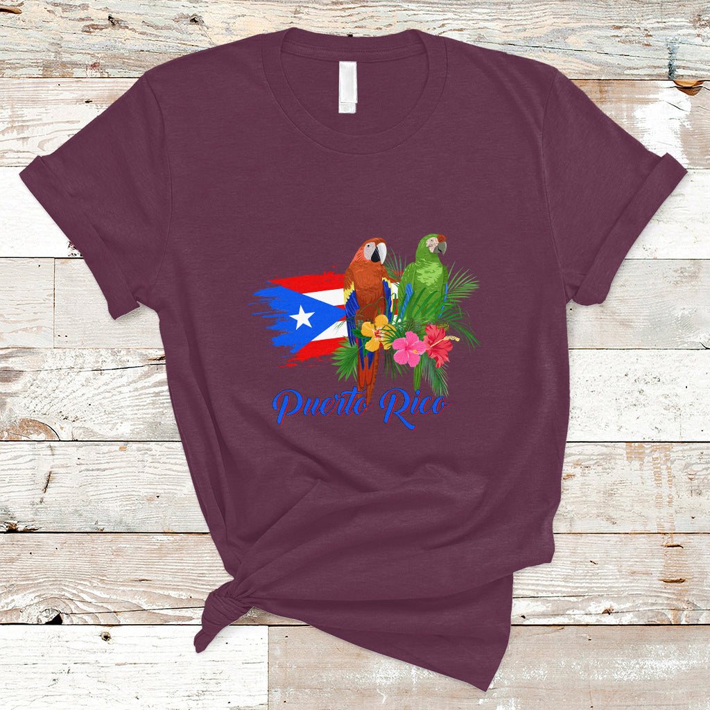 Puerto Rico T Shirt Puerto Rico Flag Native Parrots Hibicus Puerto Rican Boricua - Wonder Print Shop