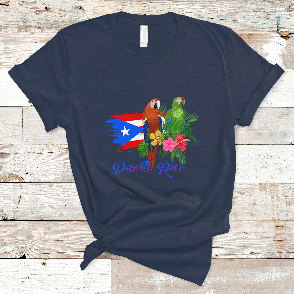 Puerto Rico T Shirt Puerto Rico Flag Native Parrots Hibicus Puerto Rican Boricua - Wonder Print Shop