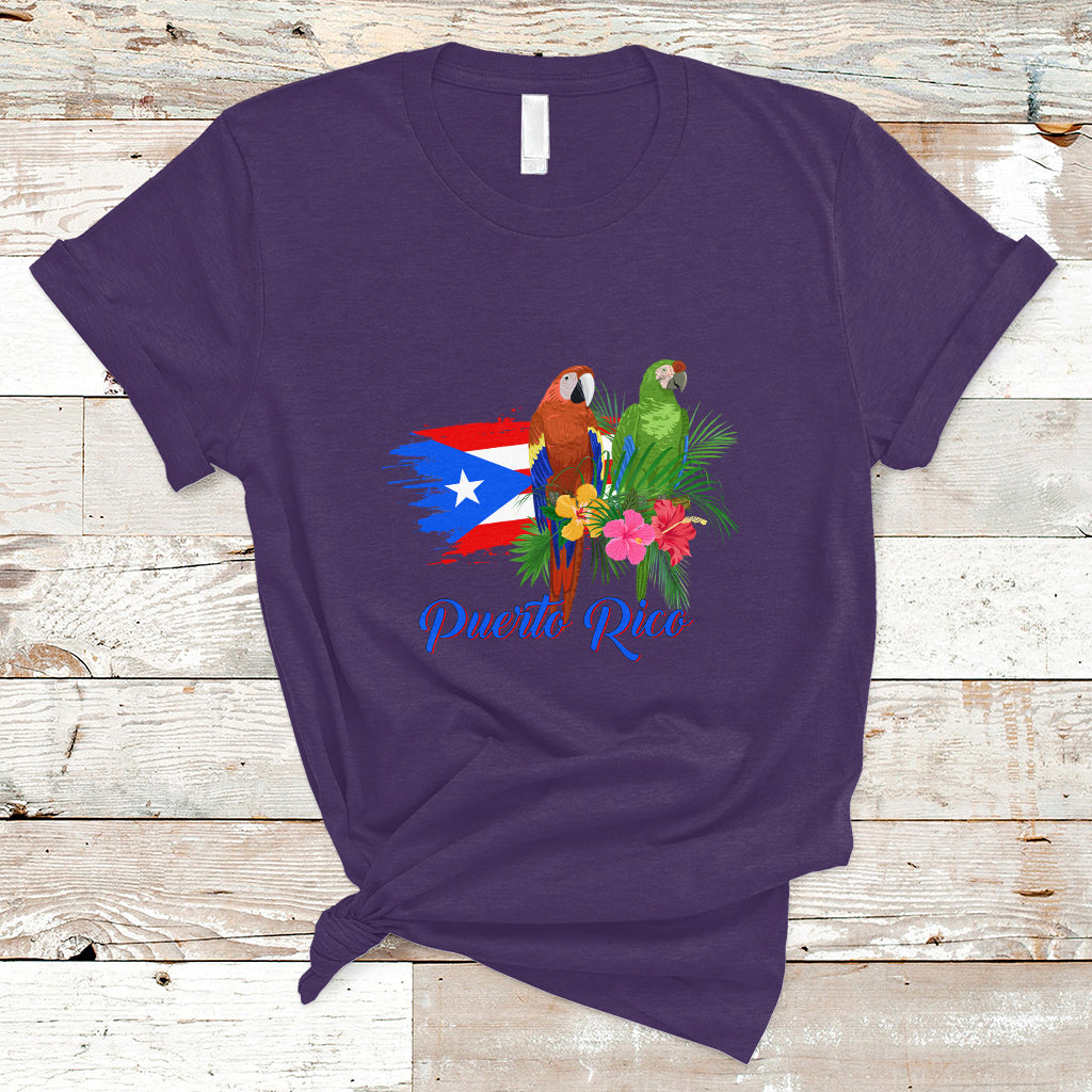 Puerto Rico T Shirt Puerto Rico Flag Native Parrots Hibicus Puerto Rican Boricua - Wonder Print Shop