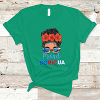 Puerto Rico T Shirt Proud Boricua Puerto Rico Flag Messy Bun Puerto Rican Women - Wonder Print Shop