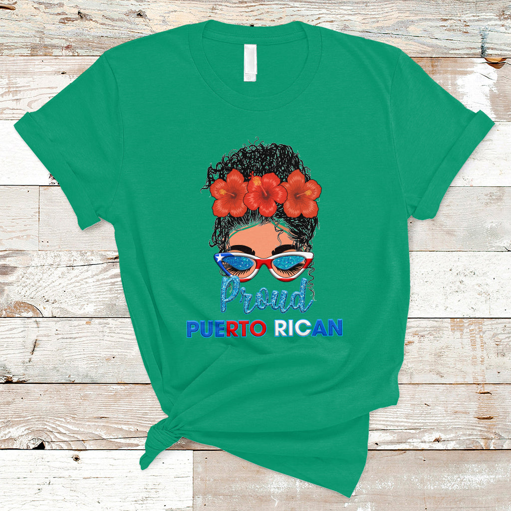 Puerto Rico T Shirt Proud Puerto Rican Women Puerto Rico Flag Messy Bun Boricua - Wonder Print Shop