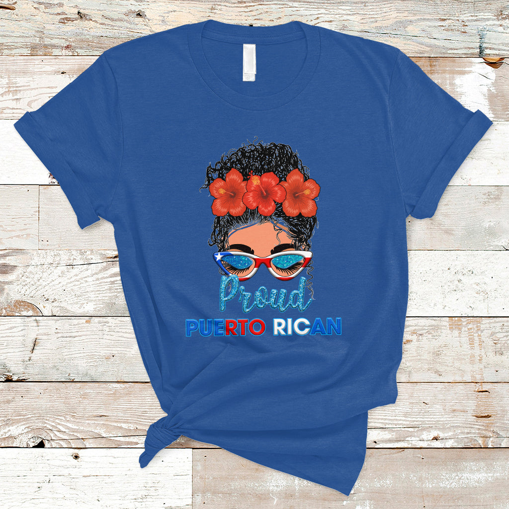 Puerto Rico T Shirt Proud Puerto Rican Women Puerto Rico Flag Messy Bun Boricua - Wonder Print Shop