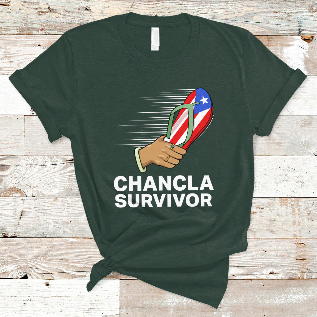 Puerto Rico T Shirt Chancla Survivor Puerto Rico Flag Boricua Hispanic Heritage - Wonder Print Shop