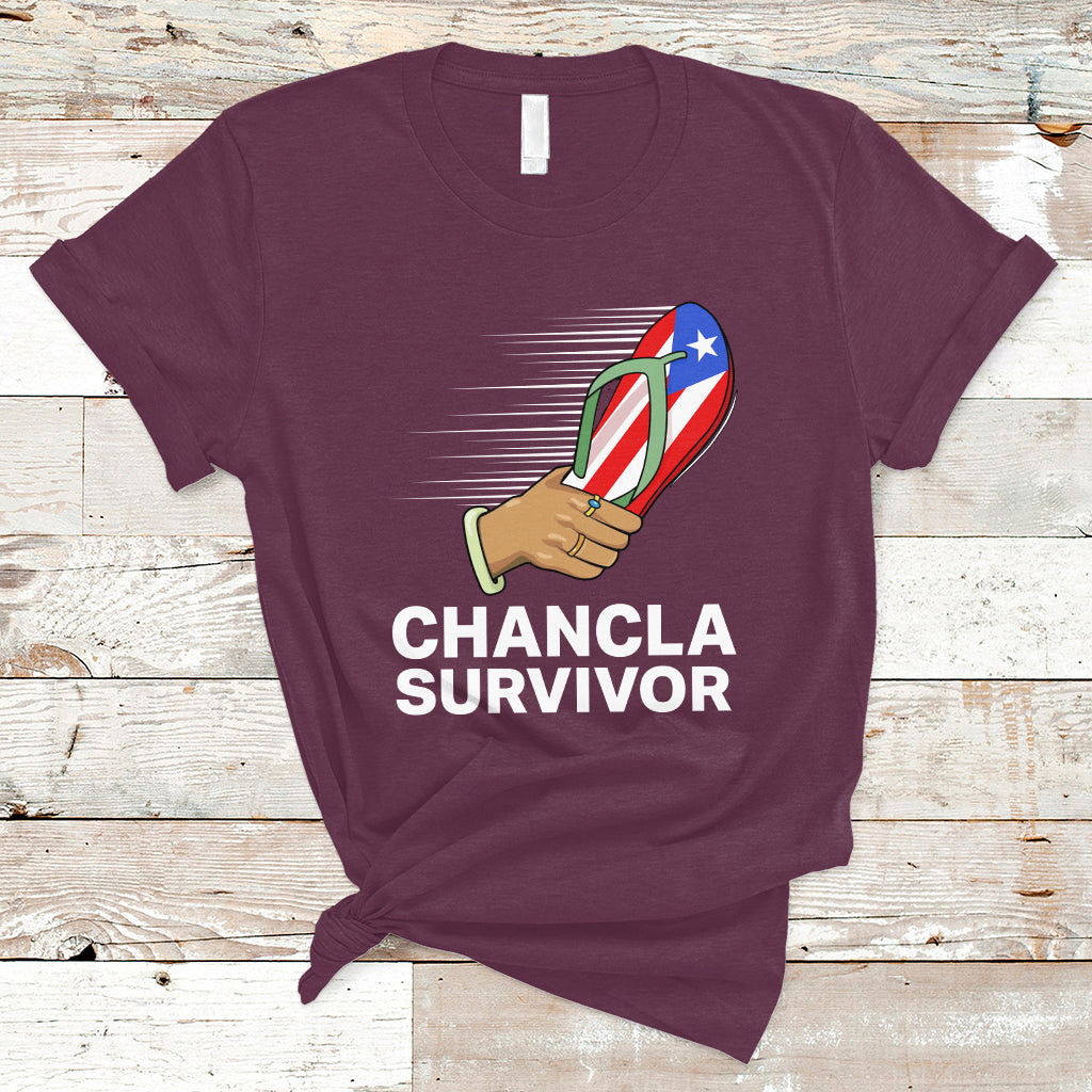 Puerto Rico T Shirt Chancla Survivor Puerto Rico Flag Boricua Hispanic Heritage - Wonder Print Shop