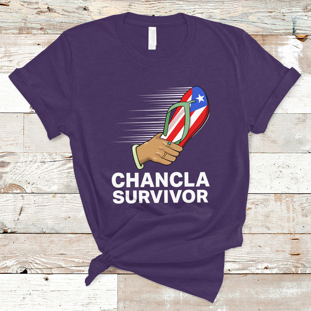 Puerto Rico T Shirt Chancla Survivor Puerto Rico Flag Boricua Hispanic Heritage - Wonder Print Shop
