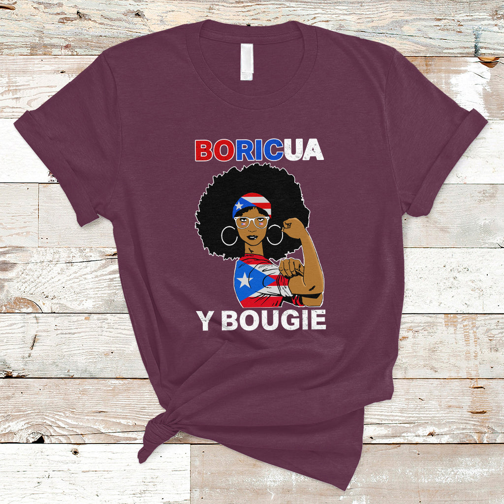 Puerto Rico T Shirt Puerto Rican Flag Women Boricua Bougie Hispanic Heritage Month - Wonder Print Shop