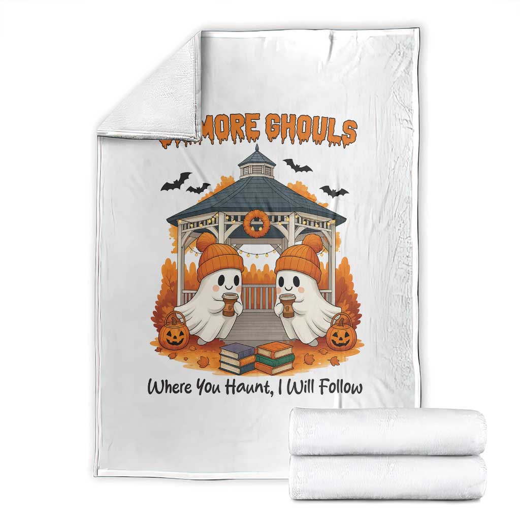 Cute Gilmore Ghouls Halloween Ghost Throw Blanket Cozy Fall Aesthetic with Pumpkin Spice and Books - Wonder Print Shop