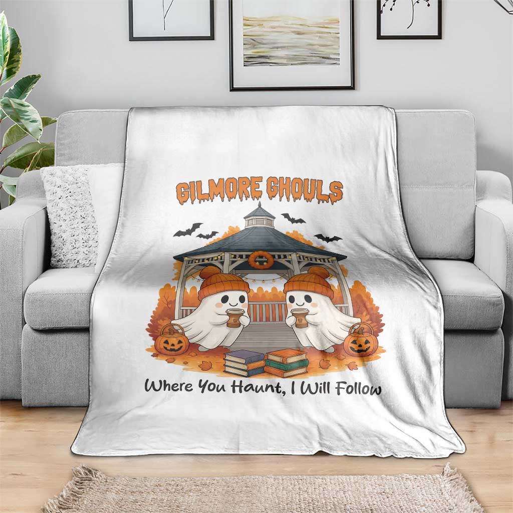 Cute Gilmore Ghouls Halloween Ghost Throw Blanket Cozy Fall Aesthetic with Pumpkin Spice and Books - Wonder Print Shop