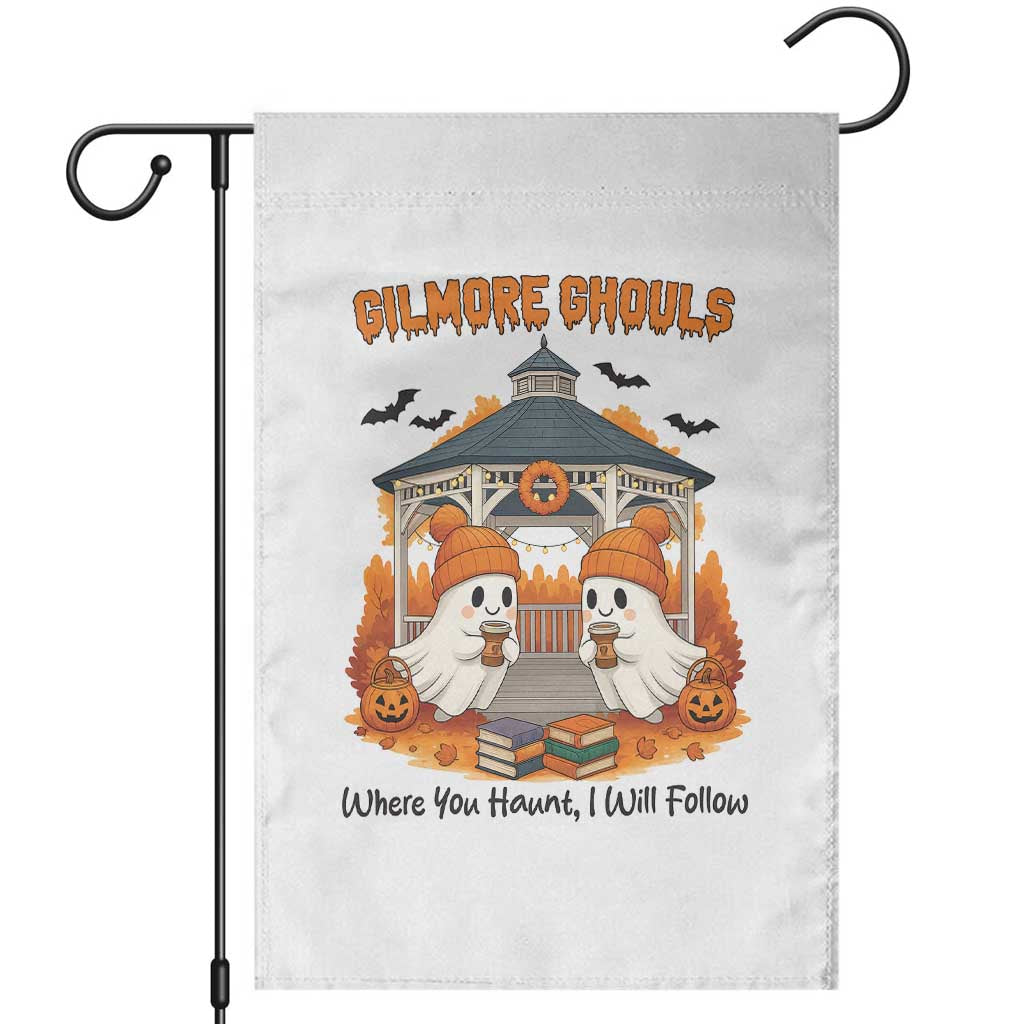 Cute Gilmore Ghouls Halloween Ghost Garden Flag Cozy Fall Aesthetic with Pumpkin Spice and Books - Wonder Print Shop