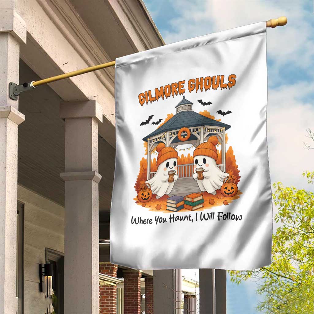 Cute Gilmore Ghouls Halloween Ghost Garden Flag Cozy Fall Aesthetic with Pumpkin Spice and Books - Wonder Print Shop