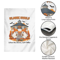 Cute Gilmore Ghouls Halloween Ghost Garden Flag Cozy Fall Aesthetic with Pumpkin Spice and Books - Wonder Print Shop